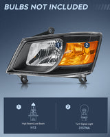 Nilight 2008 2009 2010 Dodge Grand Caravan Headlight Assembly Black Case Amber Reflector, view 2