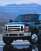 Nilight 2008 2009 2010 Ford F250 F350 F450 Super Duty Headlight Assembly Black Housing Amber Reflector Upgraded Clear Lens, view 6