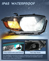 Nilight 2008 2009 2010 Toyota Highlander Headlight Assembly Black Housing Amber Reflector, view 4