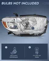 Nilight 2008 2009 2010 Toyota Highlander Headlight Assembly Chrome Housing Amber Reflector, view 2