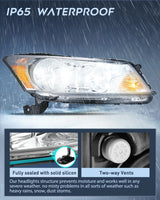 Nilight 2008 2009 2010 2011 2012 Honda Accord Sedan Headlight Assembly Chrome Housing Amber Reflector, view 4
