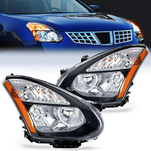 Nilight 2008 2009 2010 2011 2012 2013 Nissan Rogue 2014 2015 Select Headlight Assembly Black Housing Amber Reflector Upgraded Clear Lens