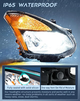 Nilight 2008 2009 2010 2011 2012 2013 Nissan Rogue 2014 2015 Select Headlight Assembly Black Housing Amber Reflector Upgraded Clear Lens, view 4