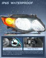 Nilight 2009 2010 Toyota Corolla XLE/LE/Base Headlight Assembly Black Housing Amber Reflector, view 4