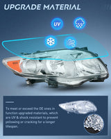 Nilight 2009 2010 Toyota Corolla XLE/LE/Base Headlight Assembly Chrome Housing Amber Reflector, view 5