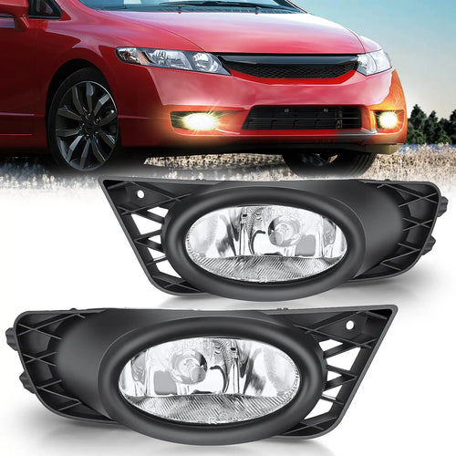 Nilight 2009 2010 2011 Honda Civic Sedan Fog Light Assembly Clear Lens H11 12V 55W Bulbs