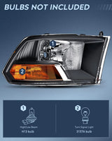 Nilight 2009 2010 2011 2012 Dodge Ram 1500 2500 3500 Headlights Assembly Dual Beam Black Case, view 2