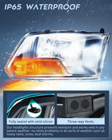 Nilight 2009 2010 2011 2012 Dodge Ram 1500 2500 3500 Headlights Assembly Dual Beam Black Case, view 5