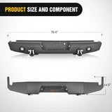 Nilight 2009 2010 2011 2012 2013 2014 Ford F150 Rear Step Bumper Full Width Textured Black Solid Steel Offroad with 2Pcs Upgraded 18W LED Lights D-Rings, view 2