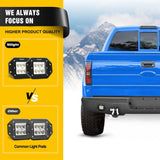 Nilight 2009 2010 2011 2012 2013 2014 Ford F150 Rear Step Bumper Full Width Textured Black Solid Steel Offroad with 2Pcs Upgraded 18W LED Lights D-Rings, view 6