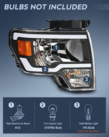 Nilight 2009 2010 2011 2012 2013 2014 Ford F150 Headlight Assembly Black Case Amber Reflector Clear Lens (Not for factory HID Model), view 2