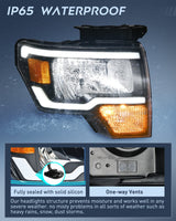 Nilight 2009 2010 2011 2012 2013 2014 Ford F150 Headlight Assembly Black Case Amber Reflector Clear Lens (Not for factory HID Model), view 4
