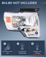 Nilight 2009 2010 2011 2012 2013 2014 Ford F150 Headlight Assembly Chrome Case Clear Reflector Clear Lens, view 2
