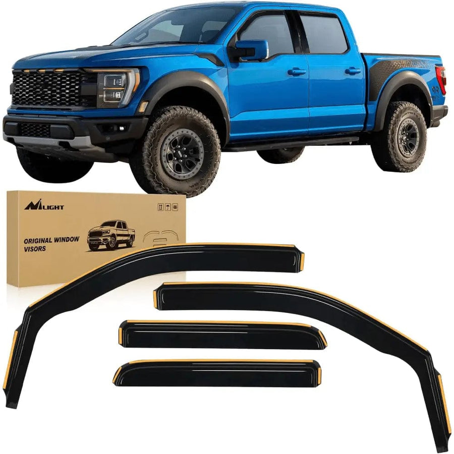 Nilight 2009 2010 2011 2012 2013 2014 Ford F150 SuperCrew SVT Raptor SuperCrew Rain Guards Acrylic 4Pcs