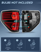 Nilight 2009 2010 2011 2012 2013 2014 Ford F150 Tail light Assembly Rear Lamp Replacement OE Style Red Housing Driver Side, view 2