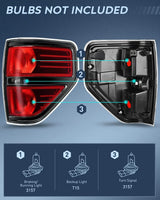 Nilight 2009 2010 2011 2012 2013 2014 Ford F150 Tail light Assembly Rear Lamp Replacement OE Style Red Housing Passenger Side, view 2