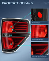 Nilight 2009 2010 2011 2012 2013 2014 Ford F150 Tail light Assembly Rear Lamp Replacement OE Style Red Housing Passenger Side, view 6
