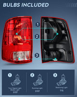 Nilight 2009 2010 2011 2012 2013 2014 2015 2016 2017 2018 Dodge Ram 1500 2500 3500 Tail light Assembly Rear Lamp Replacement OE Style Driver Side, view 2