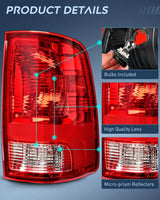 Nilight 2009 2010 2011 2012 2013 2014 2015 2016 2017 2018 Dodge Ram 1500 2500 3500 Tail light Assembly Rear Lamp Replacement OE Style Passenger Side, view 6