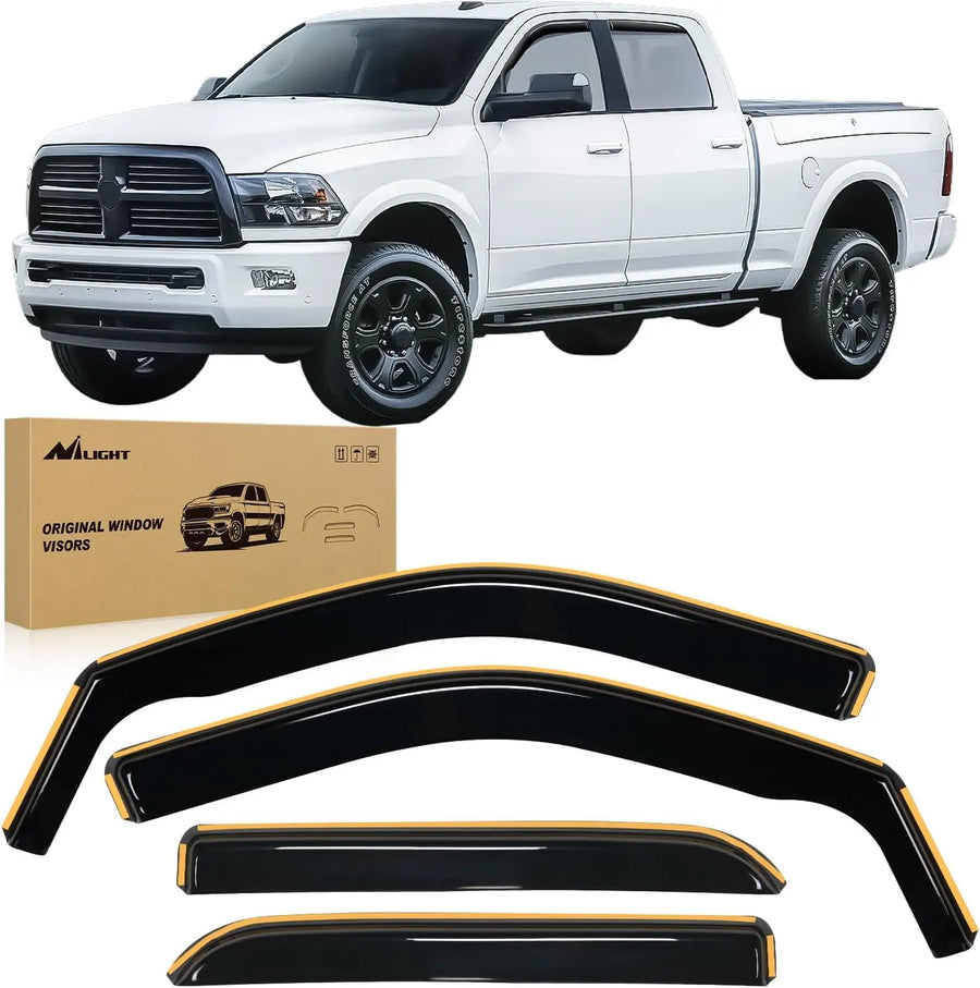 Nilight 2009 2010 2011 2012 2013 2014 2015 2016 2017 2018 Dodge Ram 1500 Crew Cab 2019 2020 2021 2022 2023 Ram 1500 Classic Body 2010-2024 Ram 2500 3500 Mega Crew Cabs Rain Guards Acrylic 4Pcs