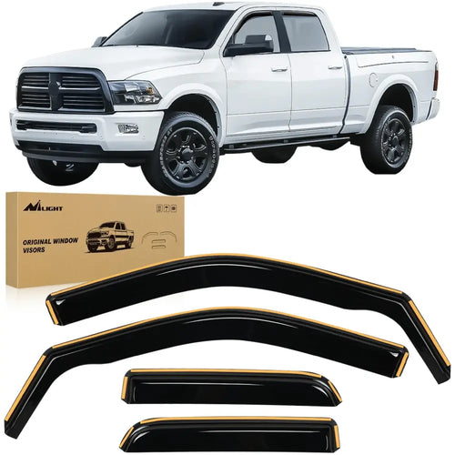 Nilight 2009 2010 2011 2012 2013 2014 2015 2016 2017 2018 Dodge Ram 1500 Quad Cab Rain Guards Acrylic 4Pcs
