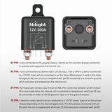 Nilight 200A Starter Relay 4 Pin Split Switch 12V Continuous Heavy Duty SPST High Current Terminal Car On Off Control for Automotive Truck RV Camper, view 5