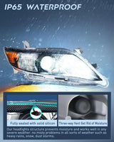 Nilight 2010 2011 Toyota Camry Headlight Assembly Black Housing Amber Reflector Upgraded Clear Lens, view 4