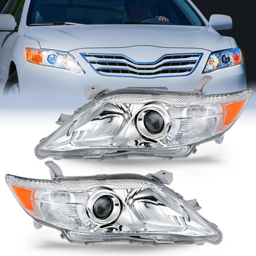 Nilight 2010 2011 Toyota Camry Headlight Assembly Chrome Housing Amber Reflector Upgraded Clear Lens (25% OFF Final Checkout)