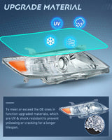 Nilight 2010 2011 Toyota Camry Headlight Assembly Chrome Housing Amber Reflector Upgraded Clear Lens, view 5