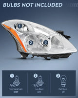 Nilight 2010 2011 2012 Nissan Altima 4Door Sedan Headlight Assembly Chrome Housing Amber Reflector Upgraded Clear Lens, view 2