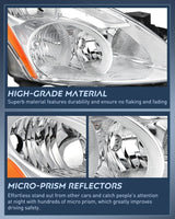 Nilight 2010 2011 2012 Nissan Altima 4Door Sedan Headlight Assembly Chrome Housing Amber Reflector Upgraded Clear Lens, view 6