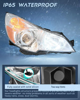 Nilight 2010 2011 2012 2013 2014 Subaru Legacy/Outback Headlight Assembly Chrome Housing Amber Reflector Clear Lens, view 4