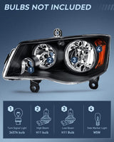 Nilight 2011 2012 2013 2014 2015 2016 2017 2018 2019 Dodge Grand Caravan 2008 2009 2010 Chrysler Town Country Headlight Assembly Black Case Amber Reflector (25% OFF Final Checkout), view 6