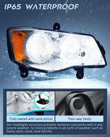 Nilight 2011 2012 2013 2014 2015 2016 2017 2018 2019 Dodge Grand Caravan 2008 2009 2010 2011 2012 2013 2014 2015 2016 Chrysler Town Country Headlight Assembly Black Case Amber Reflector, view 4
