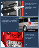 Nilight 2011 2012 2013 2014 2015 2016 2017 2018 2019 2020 Dodge Grand Caravan Tail light Assembly Rear Lamp Replacement OE Style Driver Passenger Side, view 4