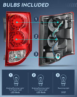 Nilight 2011 2012 2013 2014 2015 2016 2017 2018 2019 2020 Dodge Grand Caravan Tail light Assembly Rear Lamp Replacement OE Style Passenger Side, view 2