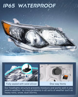 Nilight 2012 2013 2014 Toyota Camry L/LE/XLE/Hybrid LE XLE Headlight Assembly Black Housing Amber Reflector, view 4