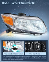 Nilight 2012 2013 2014  2015 Honda Civic Sedan 4-Door 2012-2013 Civic Coupe 2-Door Headlight Assembly Chrome Case Amber Reflector, view 5
