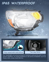 Nilight 2012 2013 2014 2015 Toyota Tacoma Headlight Assembly Chrome Housing Amber Reflector Clear Lens, view 4