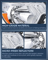 Nilight 2012 2013 2014 2015 Toyota Tacoma Headlight Assembly Chrome Housing Amber Reflector Clear Lens, view 6