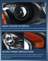 Nilight 2013 2014 2015 Nissan Altima 4 Door Sedan Headlight Assembly Black Case Amber Reflector, view 6