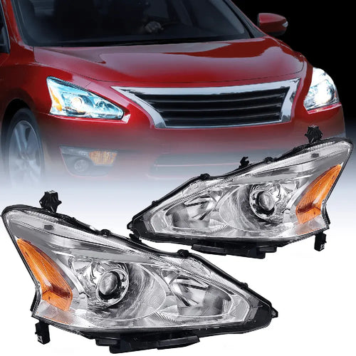 Nilight 2013 2014 2015 Nissan Altima 4 Door Sedan Headlight Assembly Chrome Case Amber Reflector