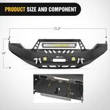 Nilight 2013 2014 2015 2016 2017 2018 Dodge Ram 1500 Front Bumper Full Width Solid Steel with Winch Plate Offroad 120W LED Light Bar 2Pcs 18W Light Pods D-Rings, view 2
