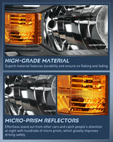 Nilight 2014 2015 Chevy Silverado 1500 Headlight Assembly Black Housing Amber Reflector, view 6