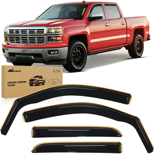 Nilight 2014 2015 2016 2017 2018 Chevy Silverado/GMC Sierra 1500 Crew Cab 2015 2016 2017 2018 2019 Silverado/Sierra 2500HD-3500HD Crew Cab Rain Guards Acrylic 4Pcs