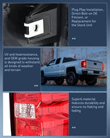 Nilight 2014 2015 2016 2017 2018 2019 Chevy Silverado 1500 2500HD 3500HD 2015 2016 2017 2018 2019 GMC Sierra 3500HD 2019 Silverado 1500LD Tail light Assembly Rear Lamp Driver Side, view 5