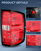 Nilight 2014 2015 2016 2017 2018 2019 Chevy Silverado 1500 2500 HD 3500 HD 2015 2016 2017 2018 2019 GMC Sierra 3500HD 2019 Silverado 1500LD OE Style Tail light Assembly Rear Lamp Replacement, view 6