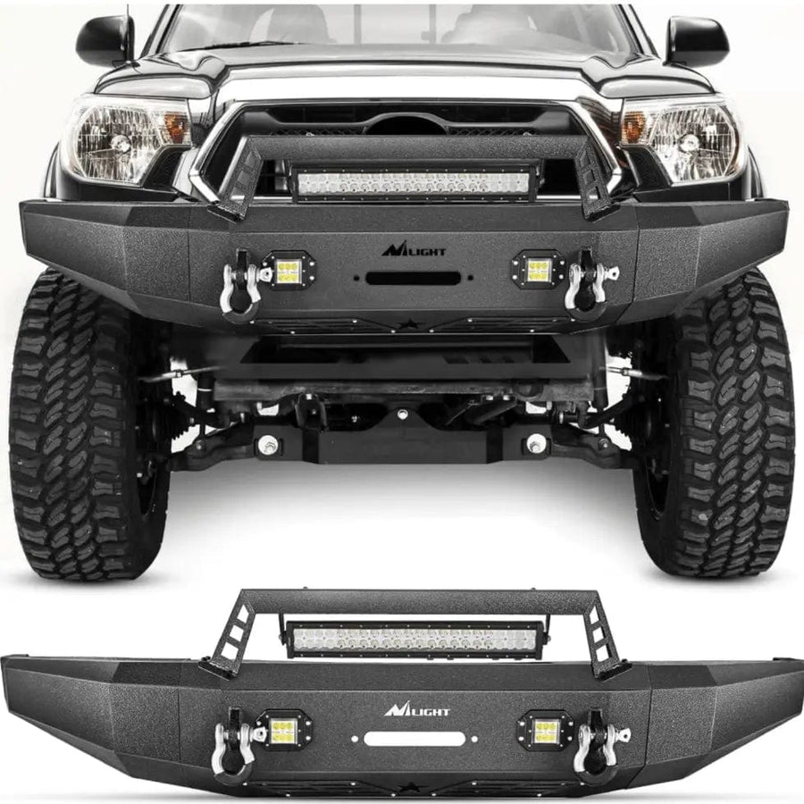 Nilight 2014 2015 2016 2017 2018 2019 2020 2021 Toyota Tundra Front Bumper Full Width Steel with Winch Plate Offroad 120W Light Bar 18W LED Light Pods