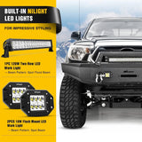 Nilight 2014 2015 2016 2017 2018 2019 2020 2021 Toyota Tundra Front Bumper Full Width Steel with Winch Plate Offroad 120W Light Bar 18W LED Light Pods, view 6