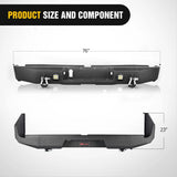 Nilight Rear Step Bumper for 2014 2015 2016 2017 2018 2019 2020 2021 Toyota Tundra Full Width Pickup Truck Rear Step Textured Black Steel with 2X Upgraded 18W LED Lights D-Rings, view 2